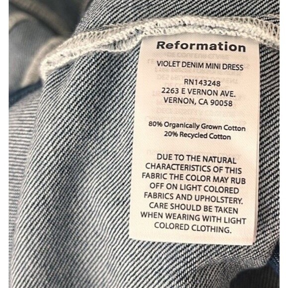 Reformation Violet Denim Mini Dress Corset Square Neck Western Women’s Size 2 - Picture 11 of 11